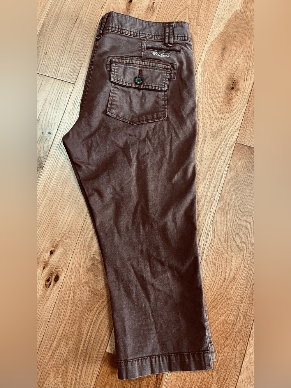 Vtg Polo Jeans Co Ralph Lauren Capri Pants 10 Brown Cotton Stretch Crop Straight